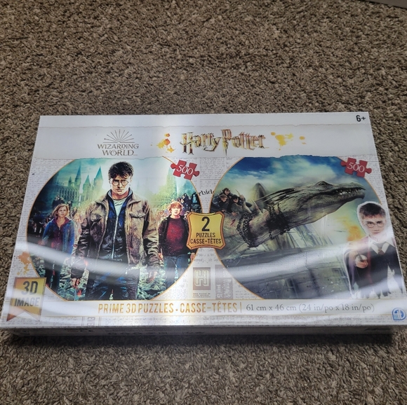 Warner Bros. Games Harry Potter 3d Image 2 Puzzle Set 50 Piece Each Hermione Ron Dragon New